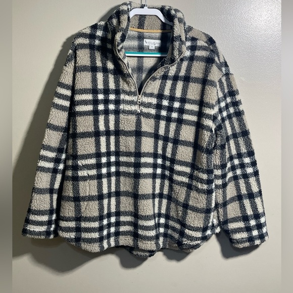 Koolaburra by Ugg Brushed Back Sherpa Pullover Portobello Plaid Size 1X - Picture 6 of 6